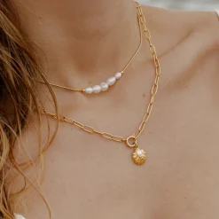 Ocean Lovers Oval Links Necklace Set Gold