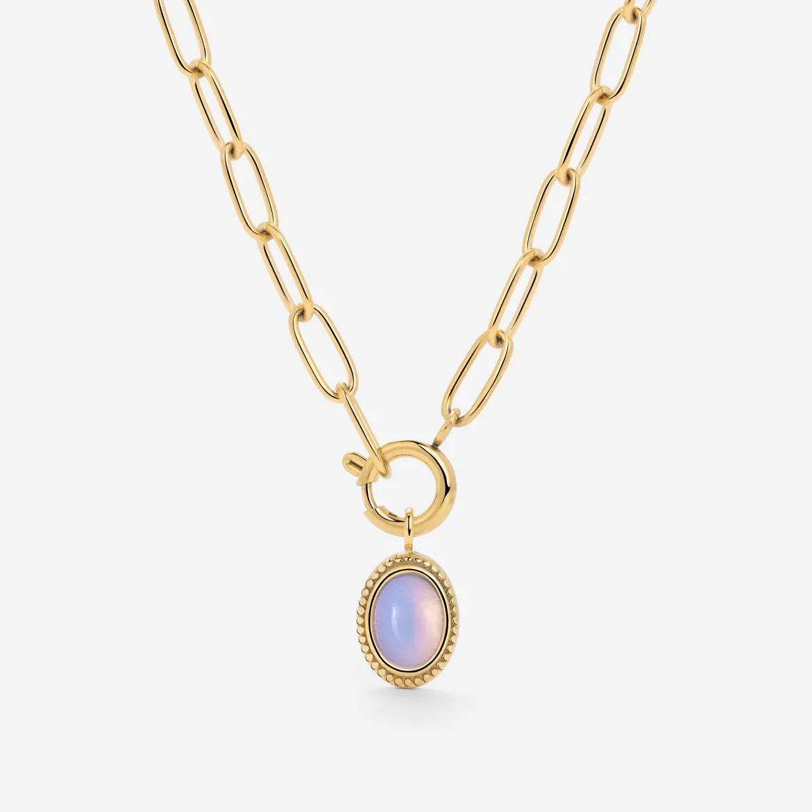 Opaline Oval Links Necklace Set Gold