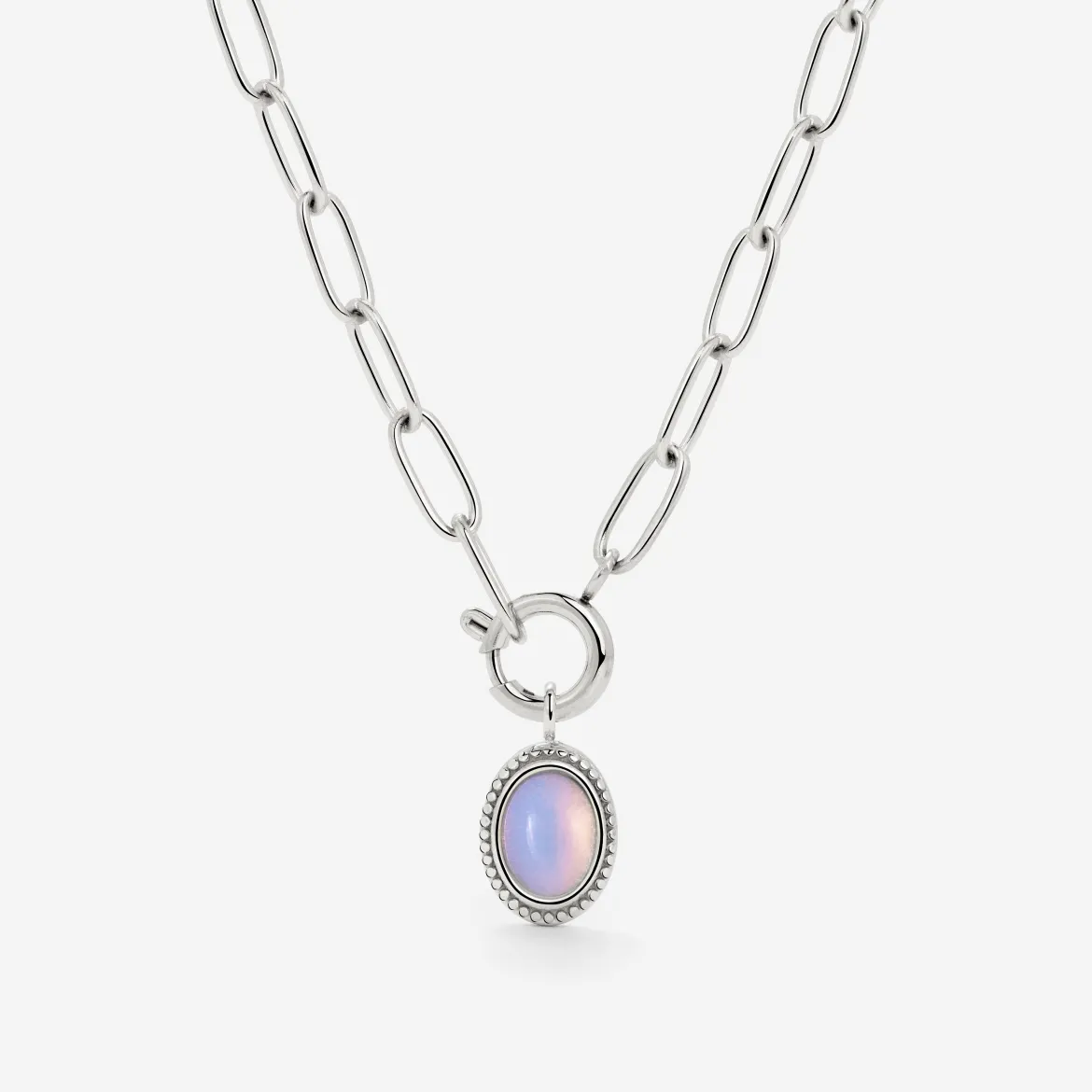 Opaline Oval Links Necklace Set Silber