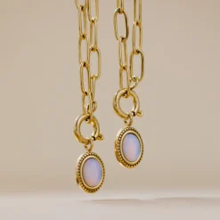 Opaline Oval Links Necklace Set Silber
