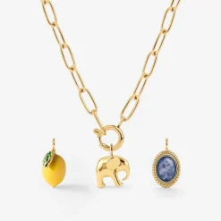 Oval Links Charm Necklace Set
