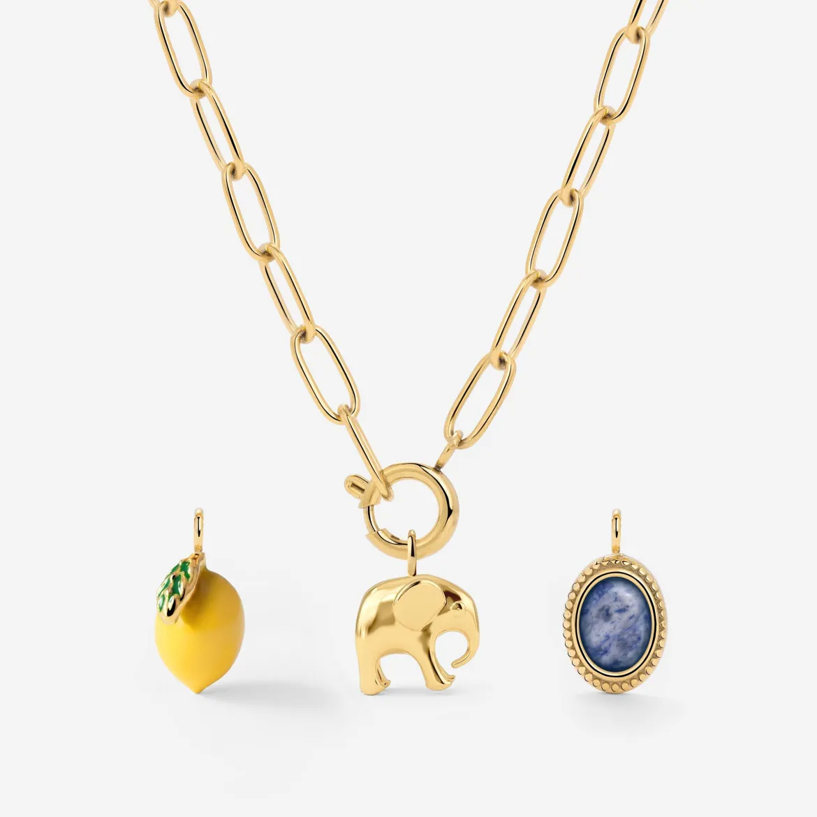 Oval Links Charm Necklace Set