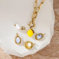 Oval Links Charm Necklace Set