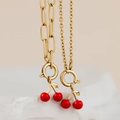 Oval Links Charm Necklace Set