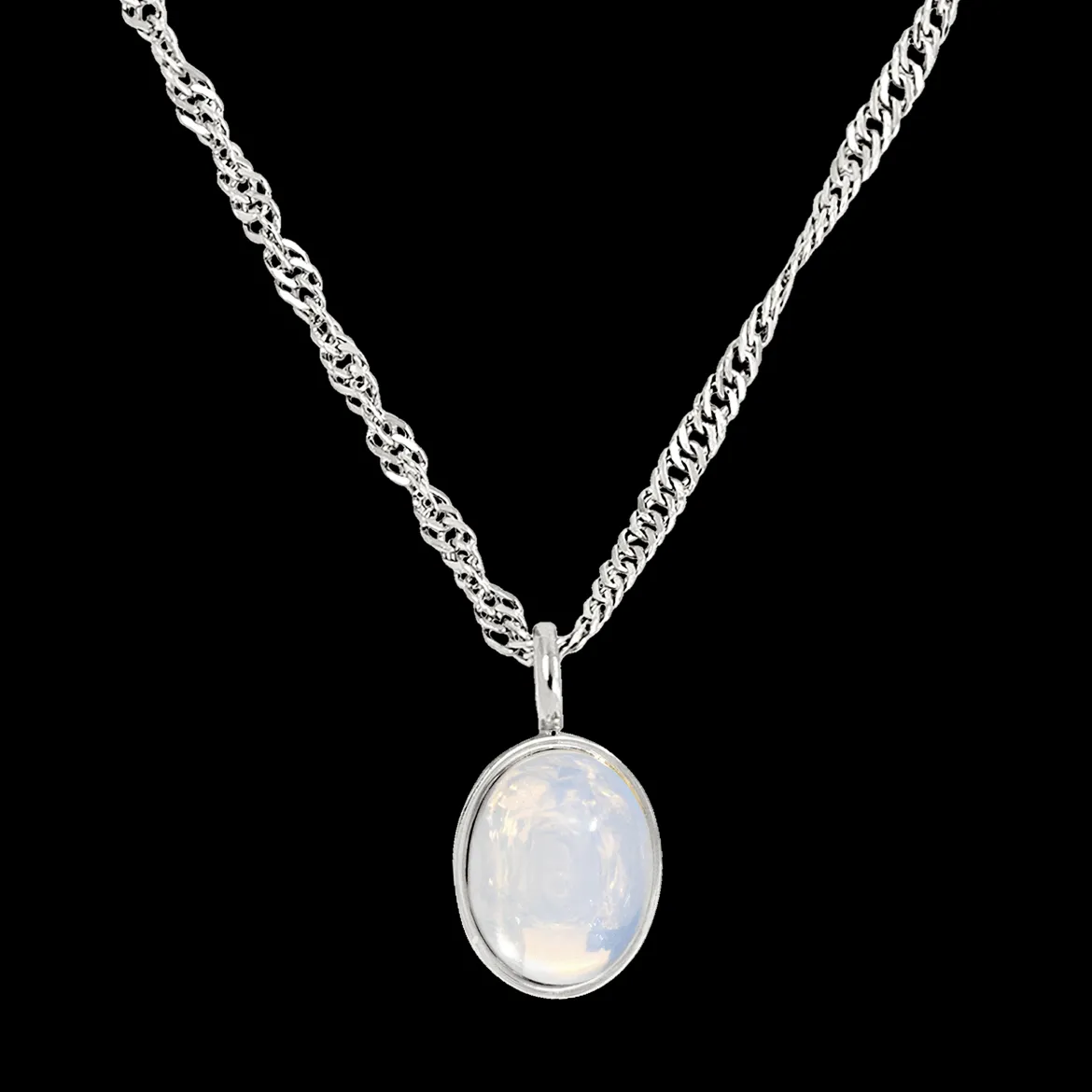 Oval Pendant Necklace Silber