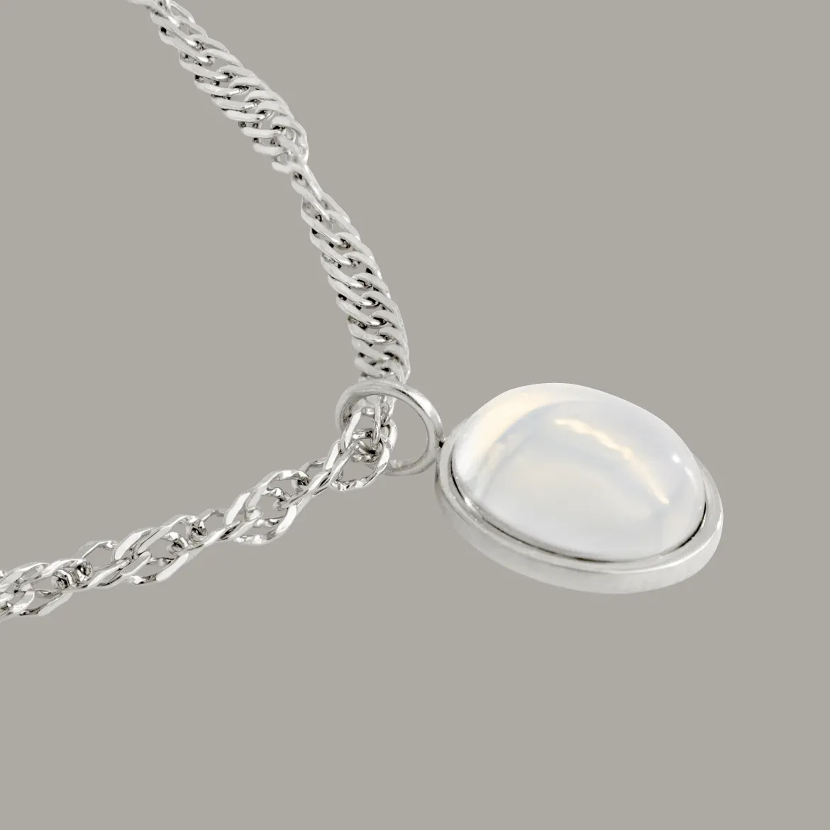 Oval Pendant Necklace Silber