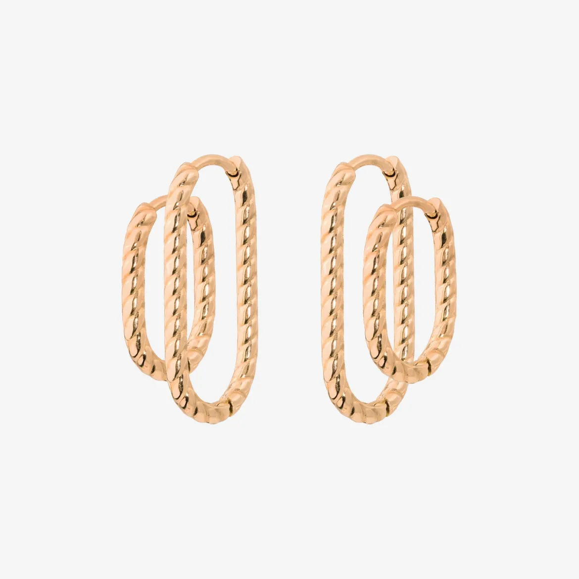 Oval Twisted Hoop Bundle Roségold