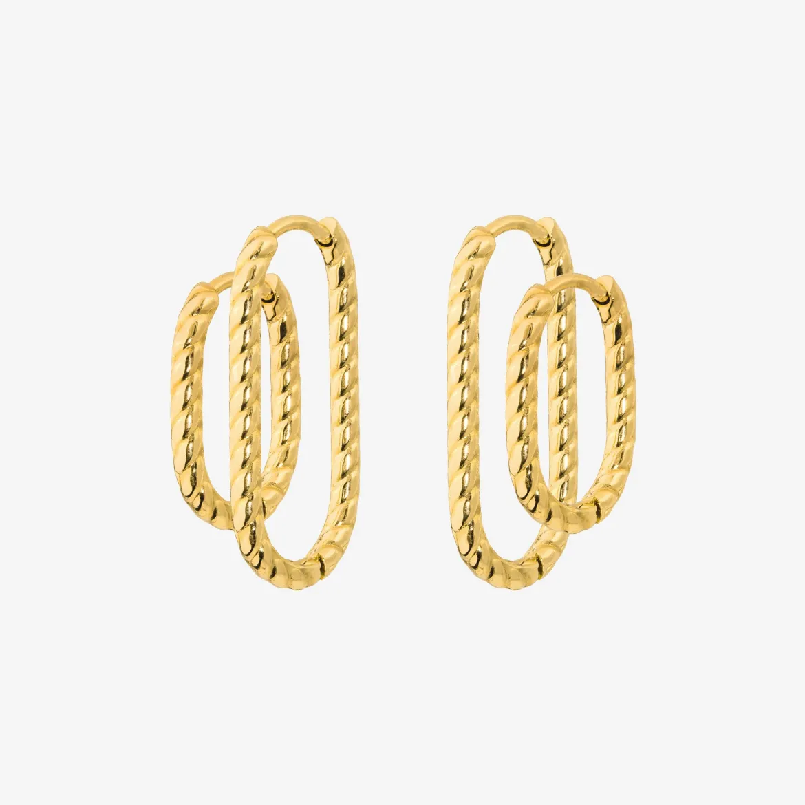 Oval Twisted Hoop Bundle Gold