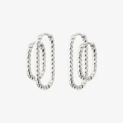 Oval Twisted Hoop Bundle Silber