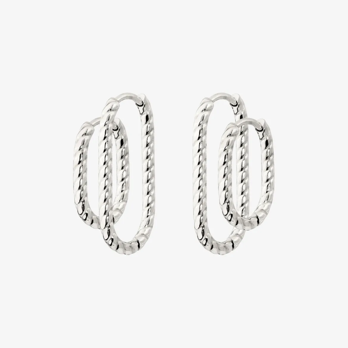 Oval Twisted Hoop Bundle Silber