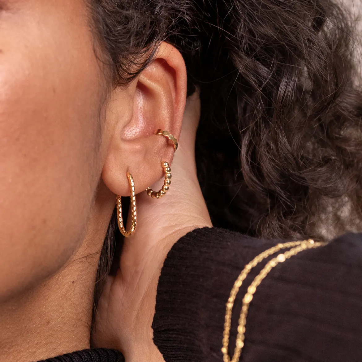 Oval Twisted Hoops Small Gold