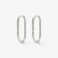 Oval Twisted Hoops Small Silber