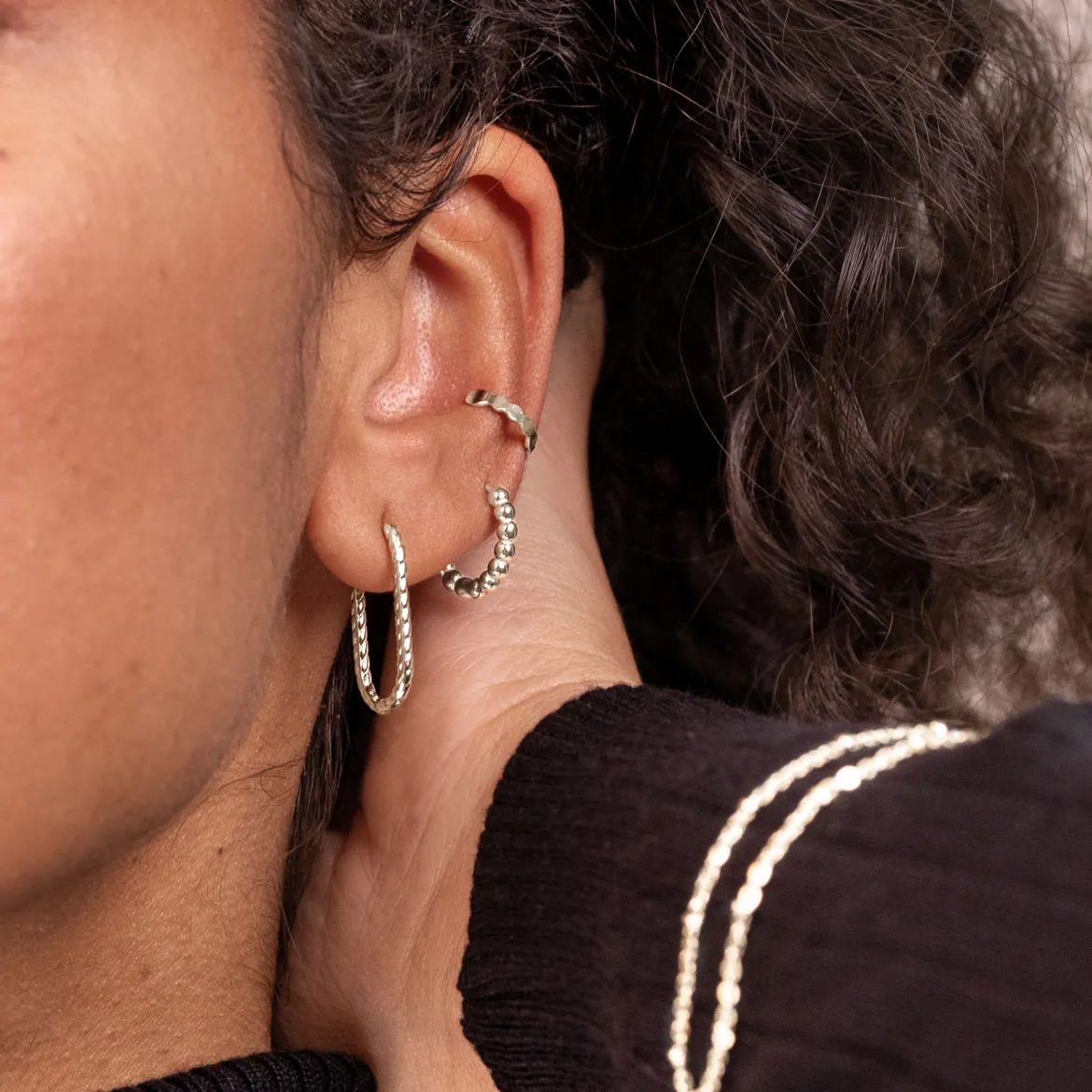 Oval Twisted Hoops Small Silber