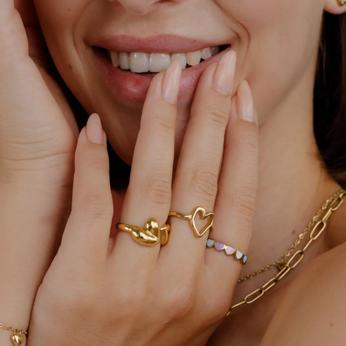 Pastel Hearts Ring Gold