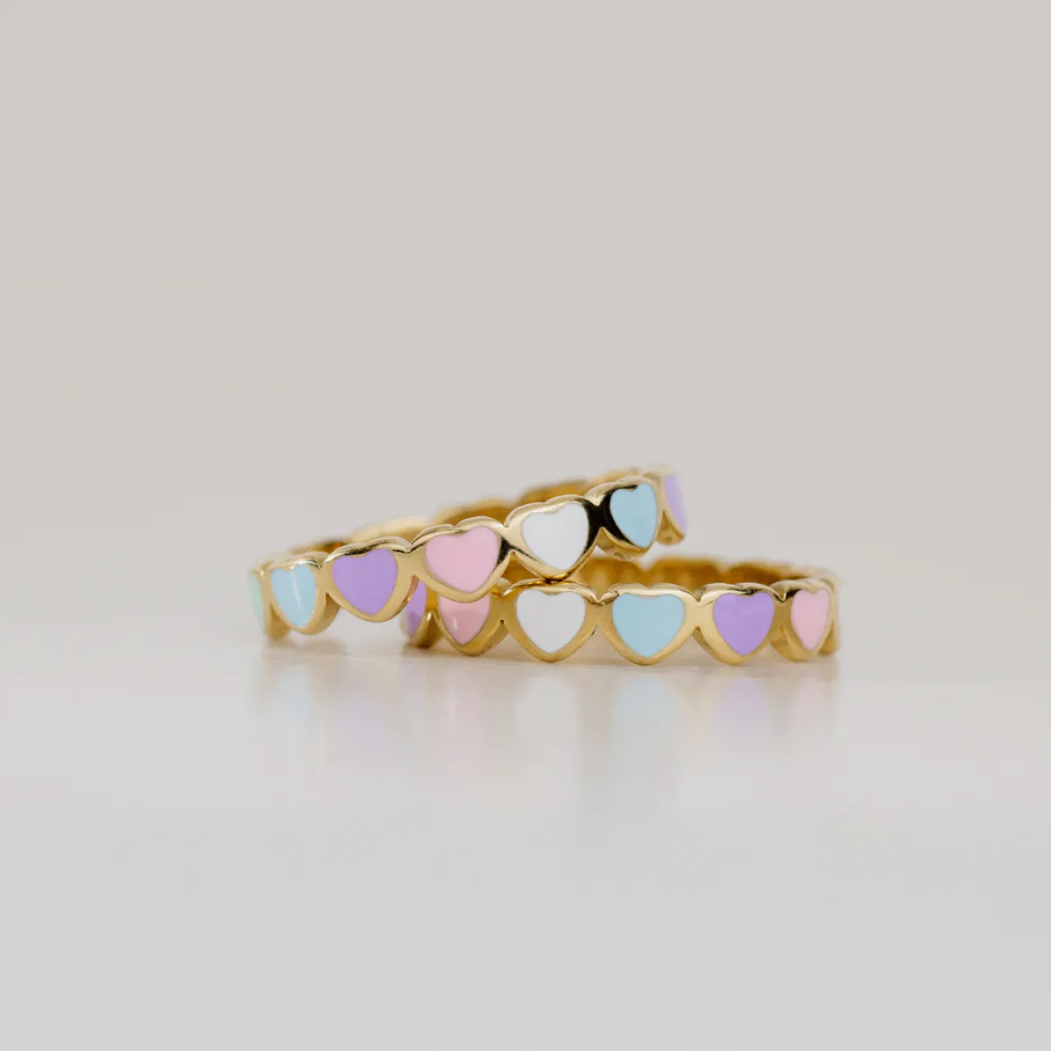 Pastel Hearts Ring Gold