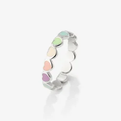Pastel Hearts Ring Silber