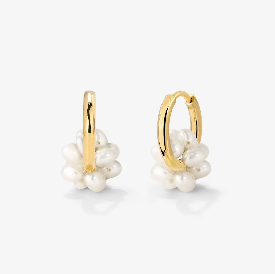Pearl Cluster Hoops Gold