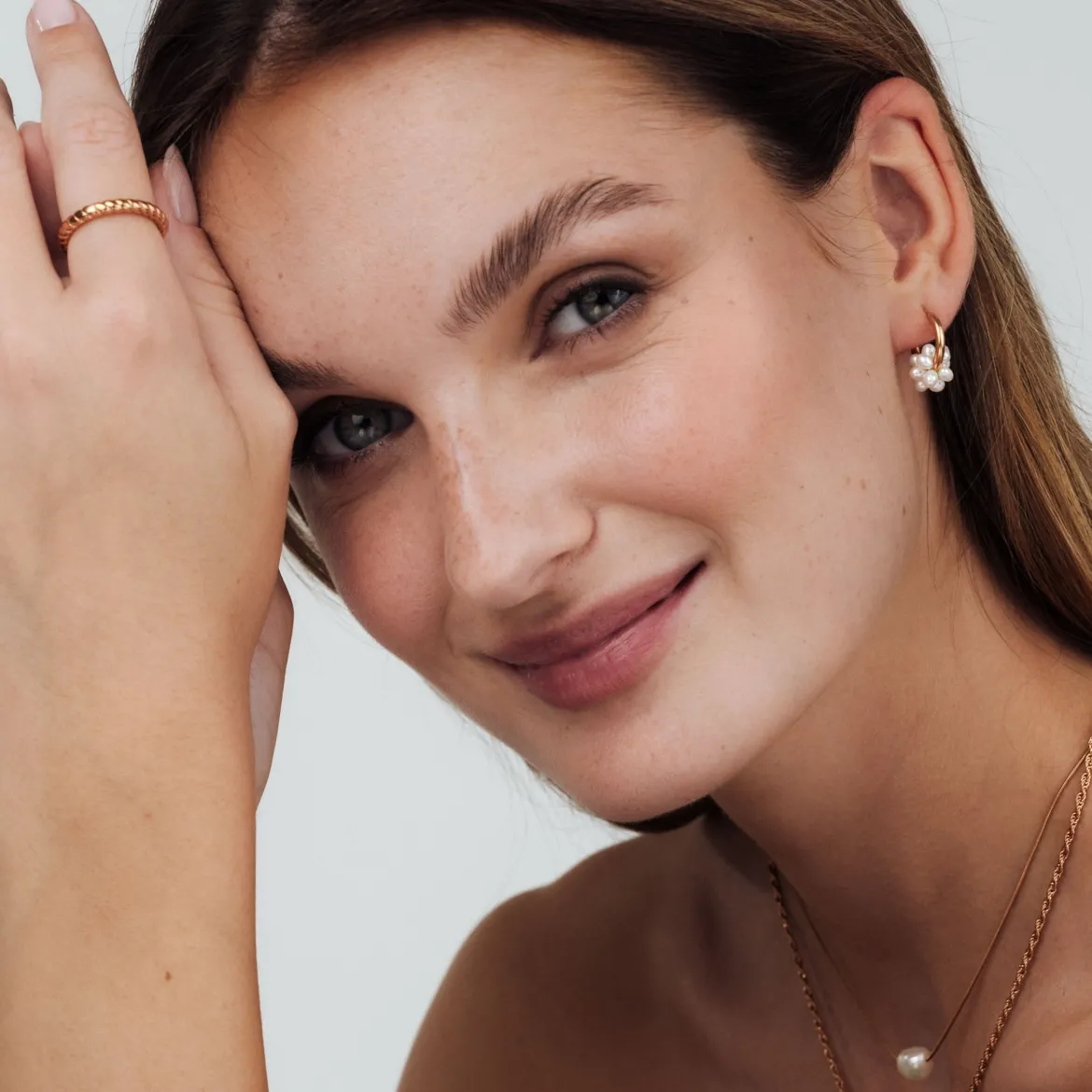 Pearl Cluster Hoops Roségold