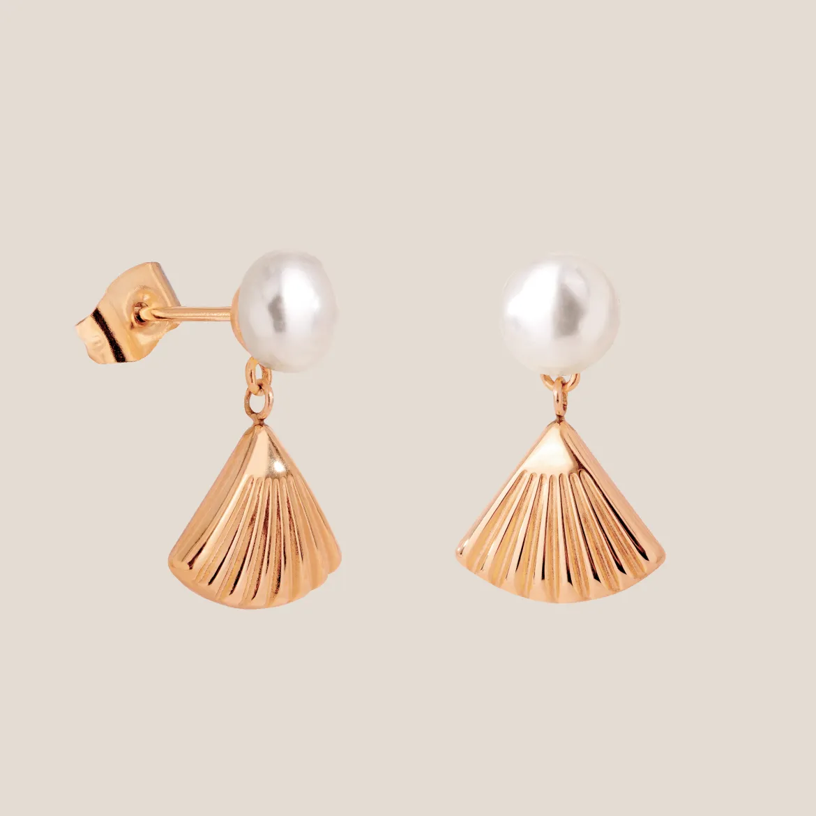 Pearl u0026 Fan Studs Roségold