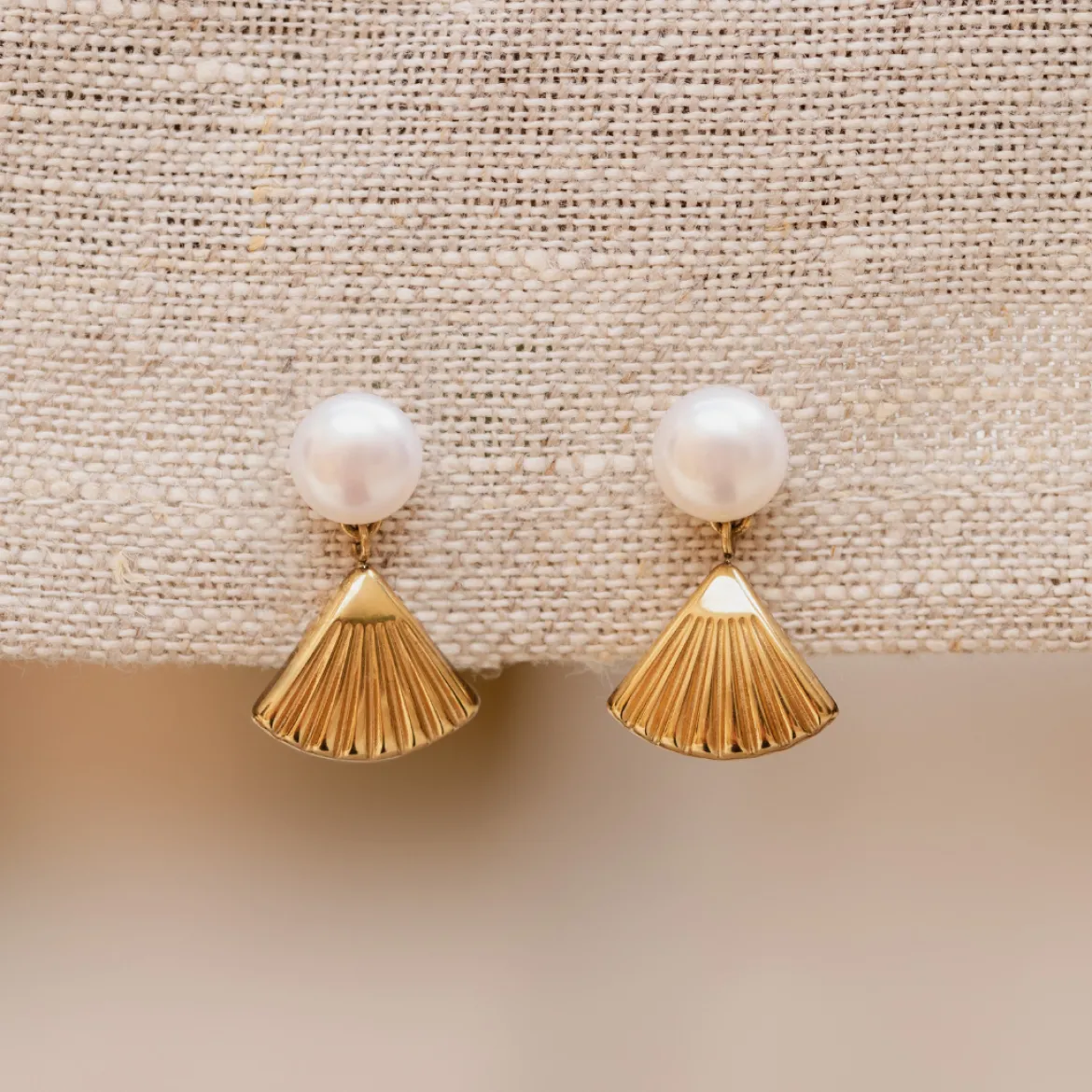 Pearl u0026 Fan Studs Roségold
