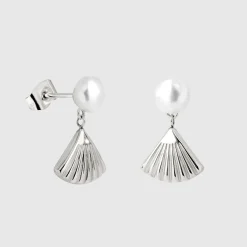 Pearl u0026 Fan Studs Silber