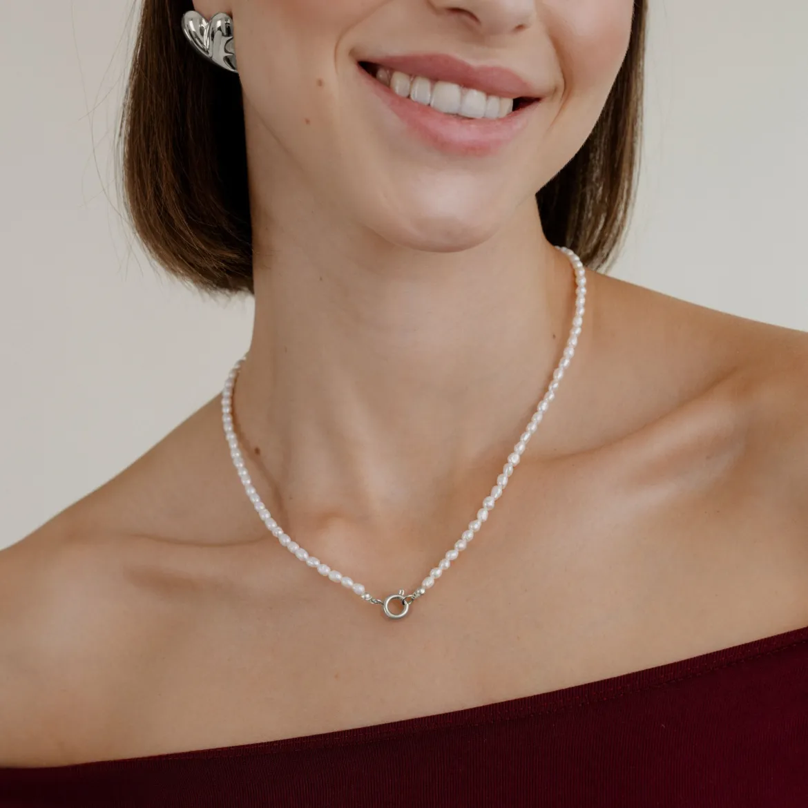 Pearly Charm Necklace Silber