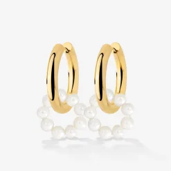 Pearly Donut Hoop Set Gold