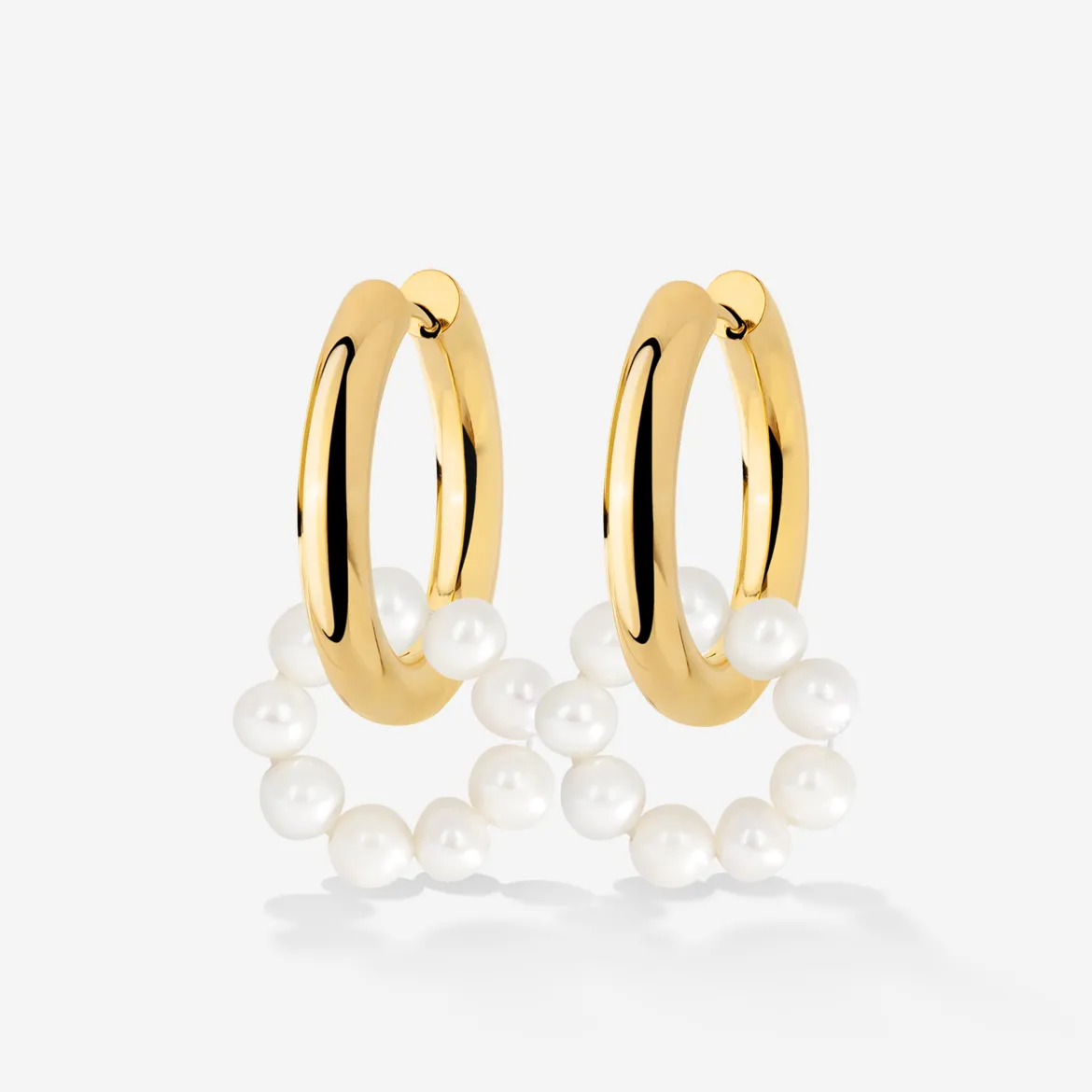 Pearly Donut Hoop Set Gold