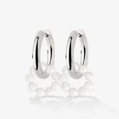 Pearly Donut Hoop Set Silber