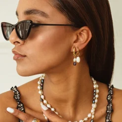 Pearly Hoop Set Gold