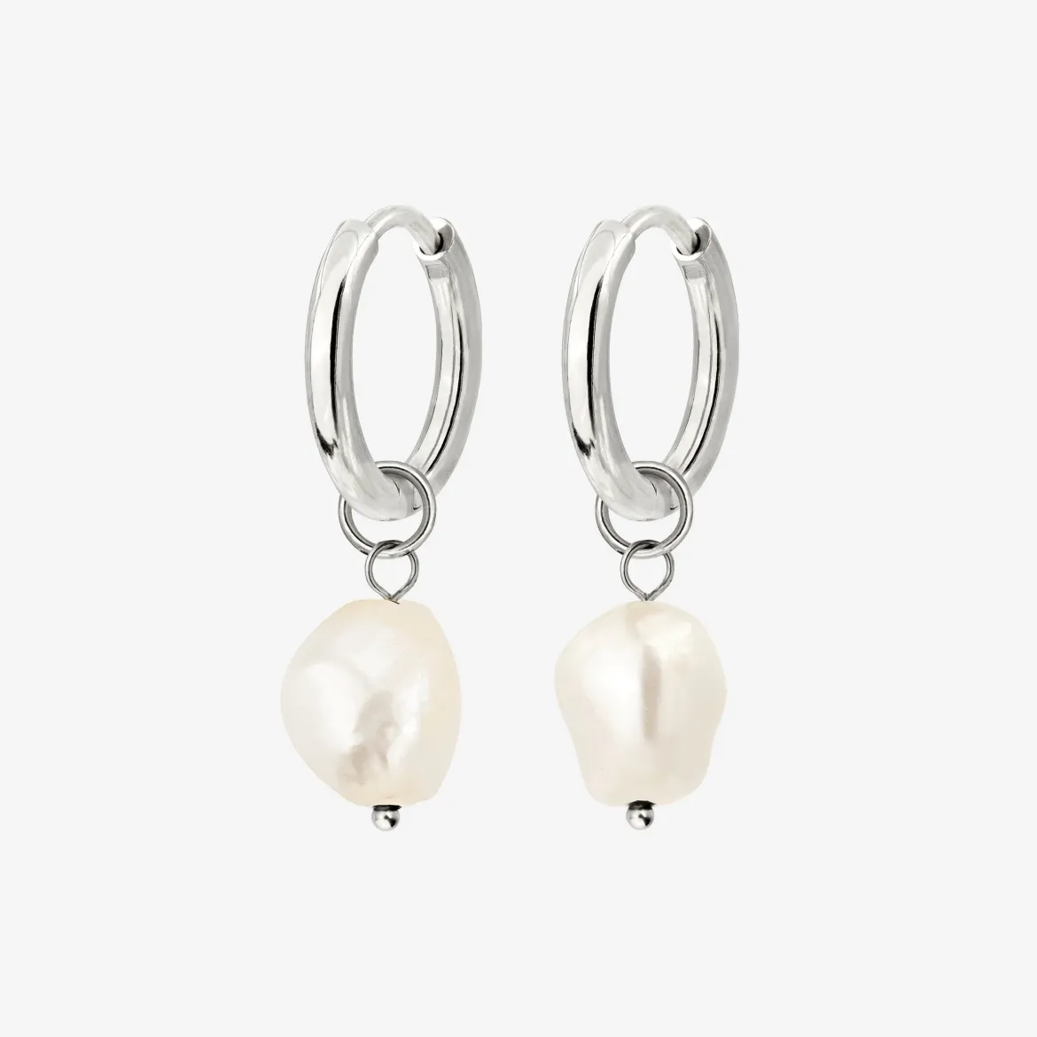 Pearly Hoop Set Silber