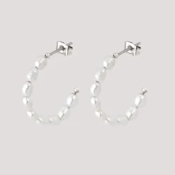 Pearly Leni Hoop Earrings Silber