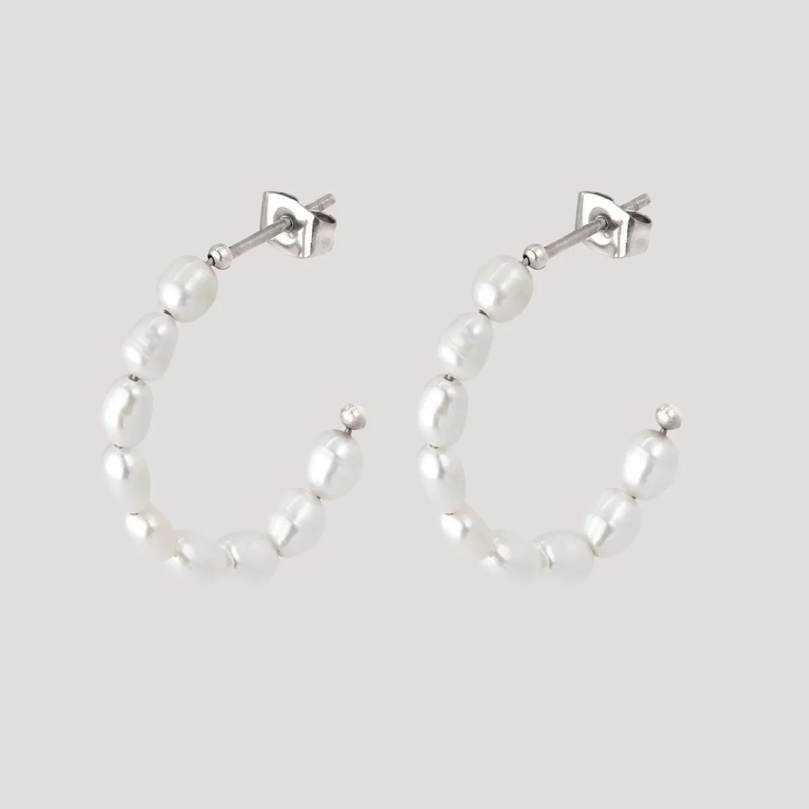 Pearly Leni Hoop Earrings Silber