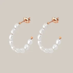 Pearly Leni Hoop Earrings Roségold