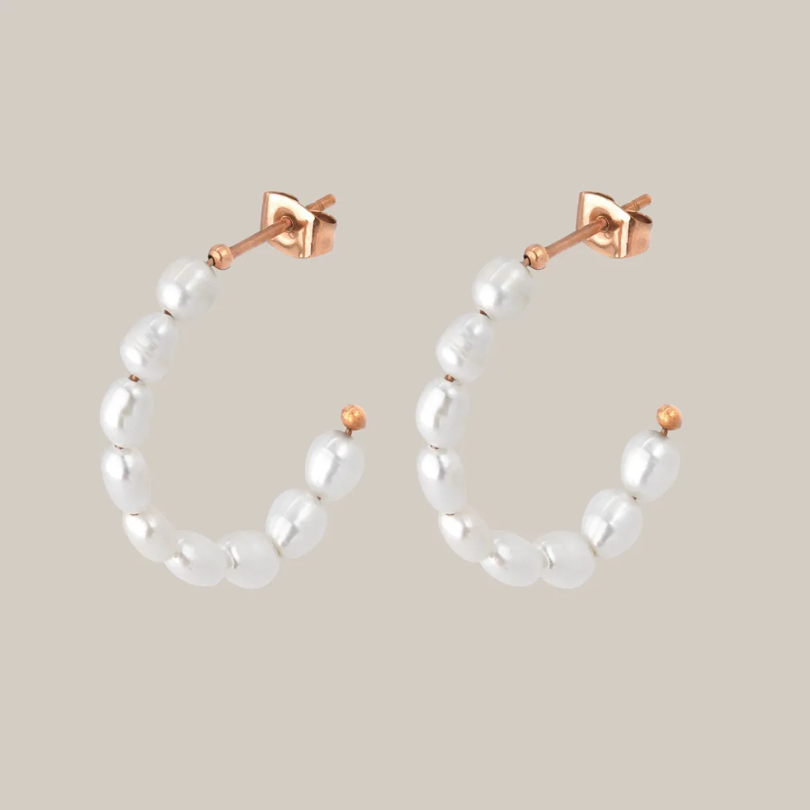 Pearly Leni Hoop Earrings Roségold