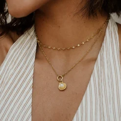 Pearly Shell Classic Chain Necklace Set Gold