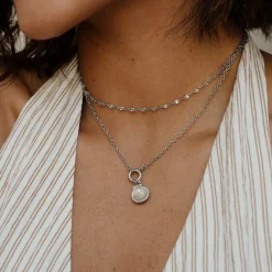 Pearly Shell Classic Chain Necklace Set Silber
