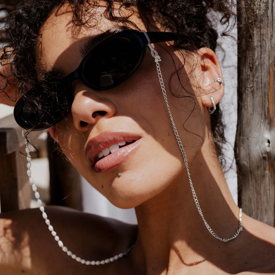 Pearly Sunglasses Chain Silber
