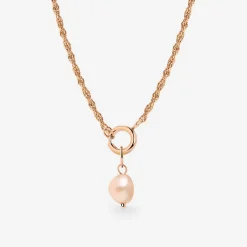 Perla Rosa Rope Chain Necklace Set Roségold