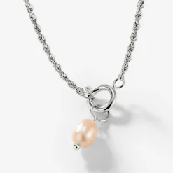 Perla Rosa Rope Chain Necklace Set Silber