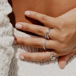 Petal Line Ring Silber