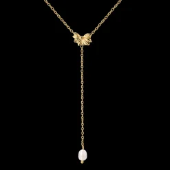 Petal Pearl Y-Necklace Gold