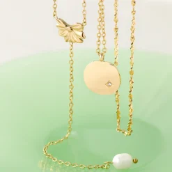 Petal Pearl Y-Necklace Gold