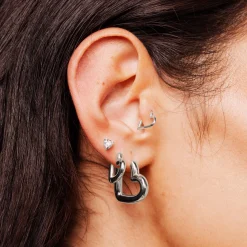 Phat Heart Hoops Large Silber