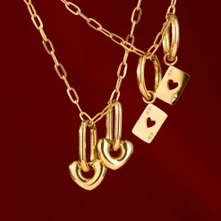 Phat Heart Oval Hoop Set Baby Gold