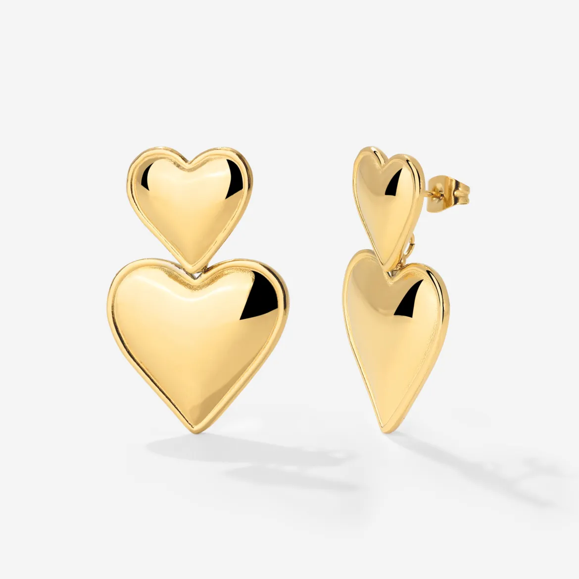 Pillow Hearts Earrings Gold