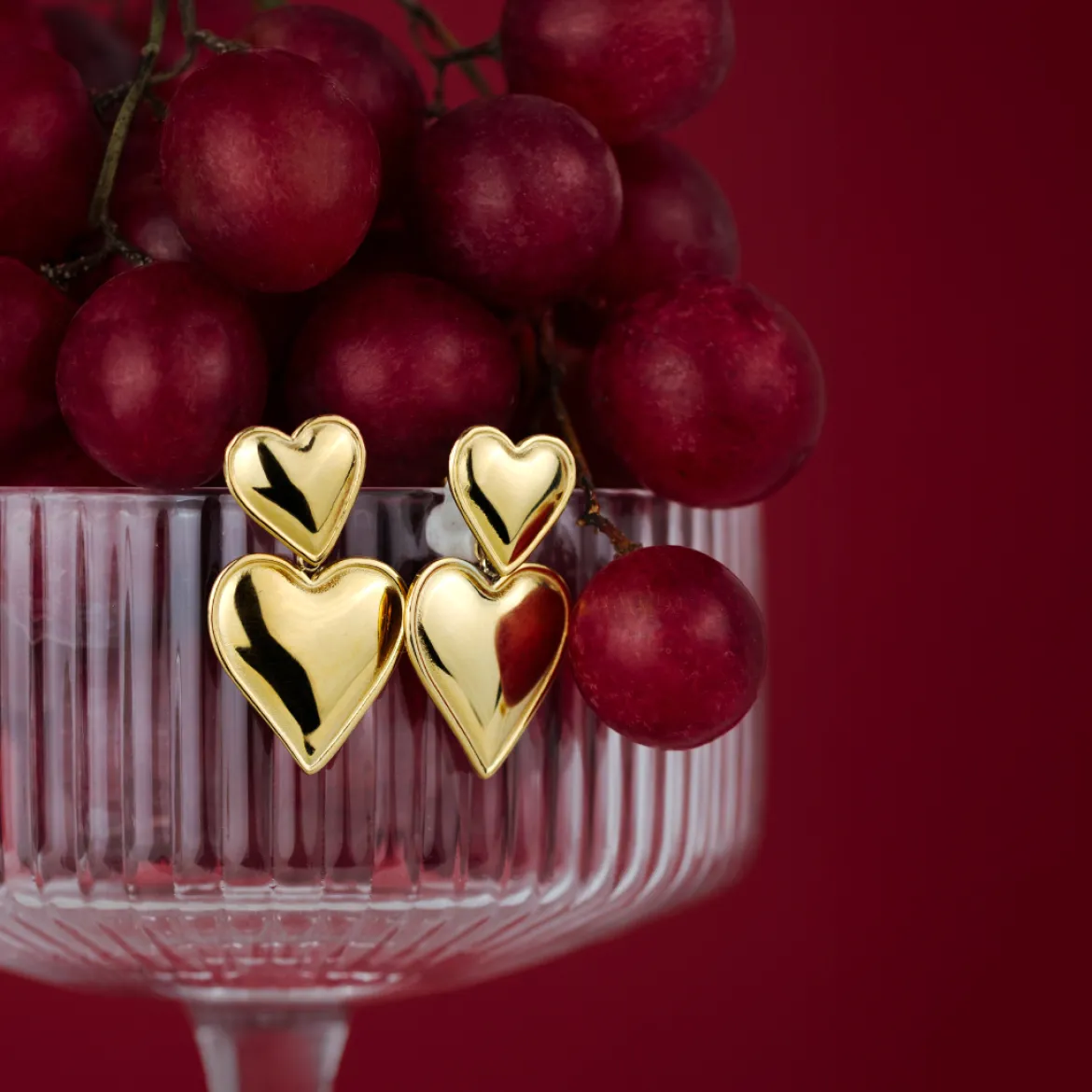 Pillow Hearts Earrings Gold