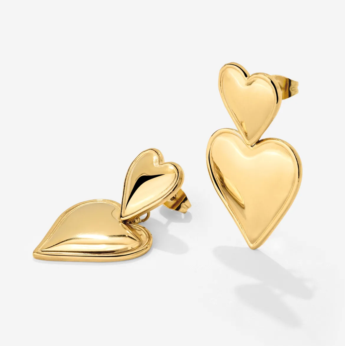 Pillow Hearts Earrings Gold