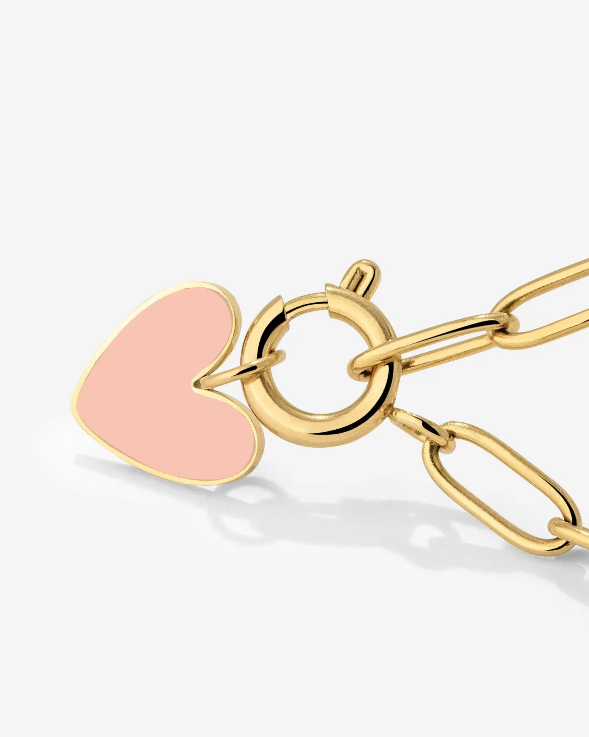 Pink Heart Oval Links Necklace Set Gold
