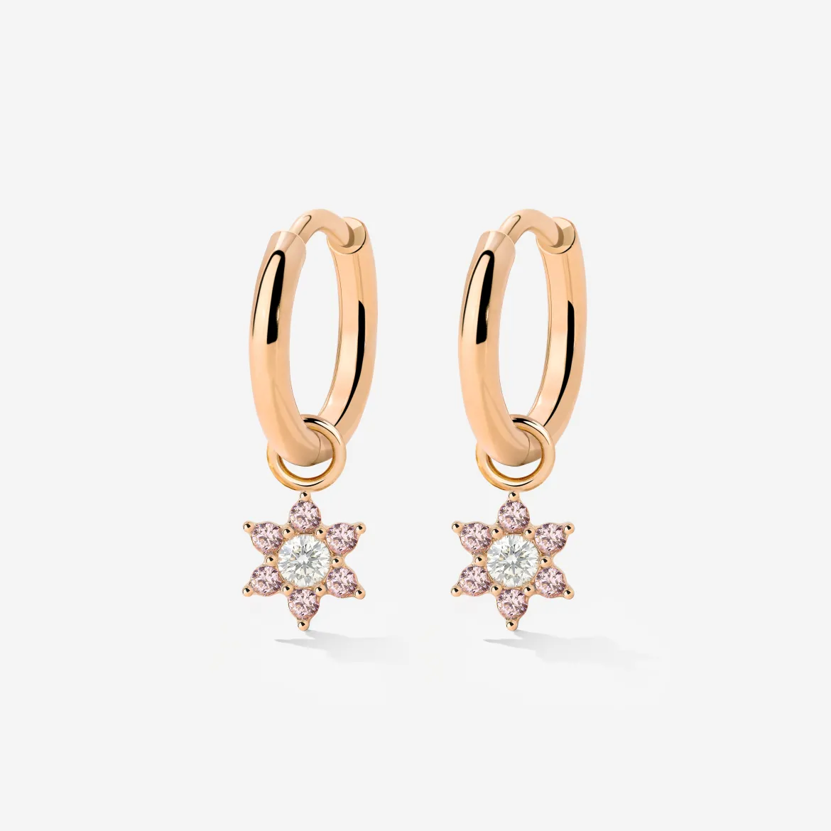 Pink Petal Hoop Set Small Roségold